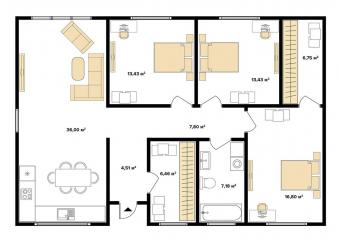 Будинок 1-поверховий 128 м кв 2