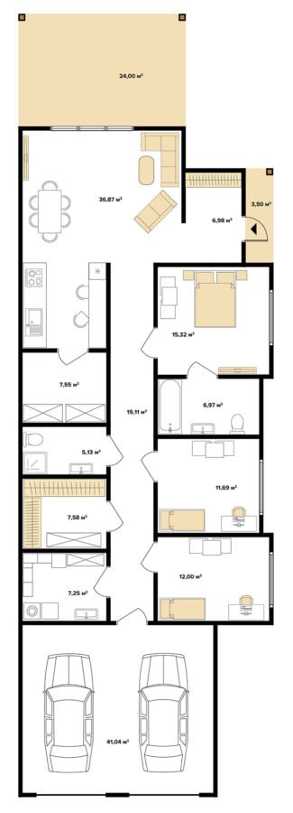 Будинок 1-поверховий з гаражем 198 м кв 2
