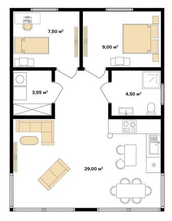 Будинок у сучасному стилі Барн-хаус 65 м кв 2