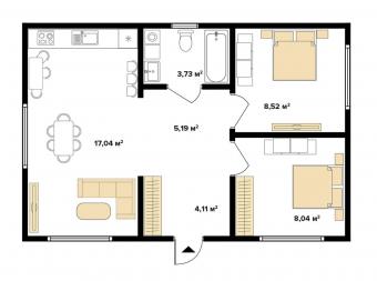 Будинок 1-поверховий 56 м кв 2