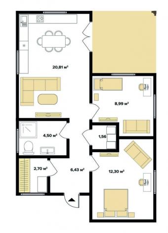 Будинок 1-поверховий 67 м кв 2