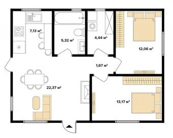 Будинок одноповерховий 75 м кв 2