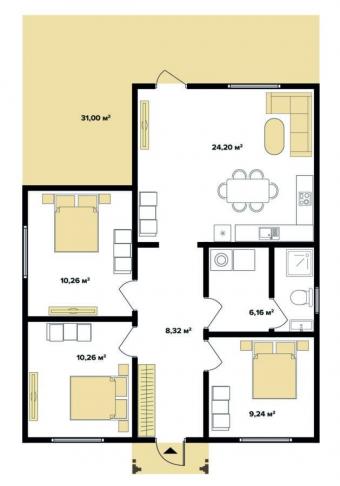 Будинок 1-поверховий 78 м кв 2