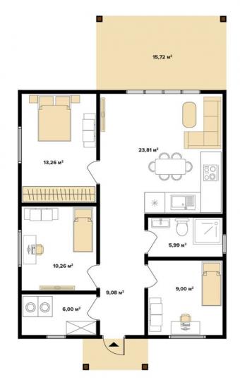 Будинок 1-поверховий 88 м кв 2